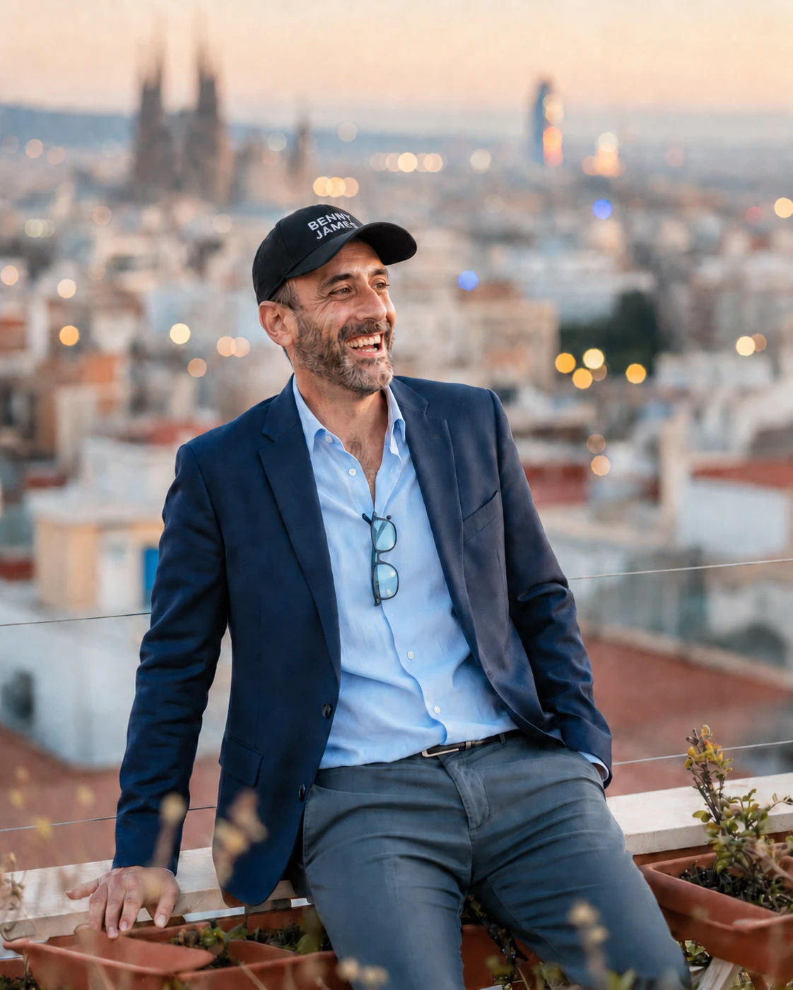 Benny James on a rooftop in Barcelona